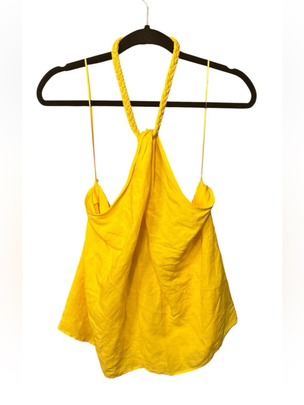 INC International Concepts Yellow Halter Top Braided Neck Flowy Tank Size XL